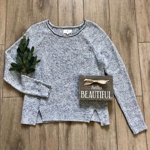 Lou & Grey Marled Sweater Blue Cotton Lightweight